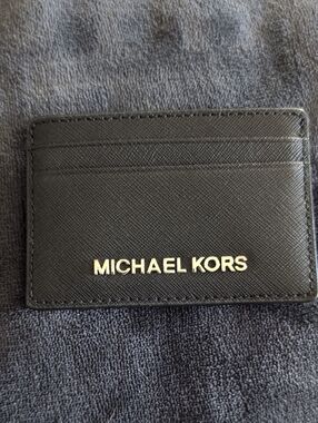 Michael Kors Black Card & Key Holder with Silver Logo